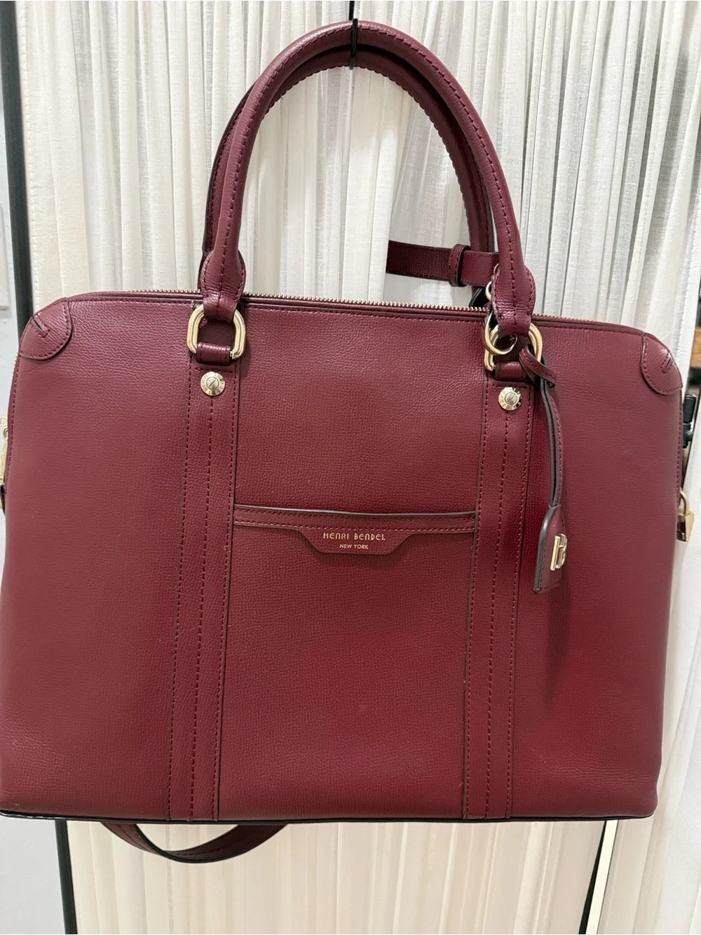 HENRI BENDEL Burgundy LEATHER Satchel Travel/Laptop